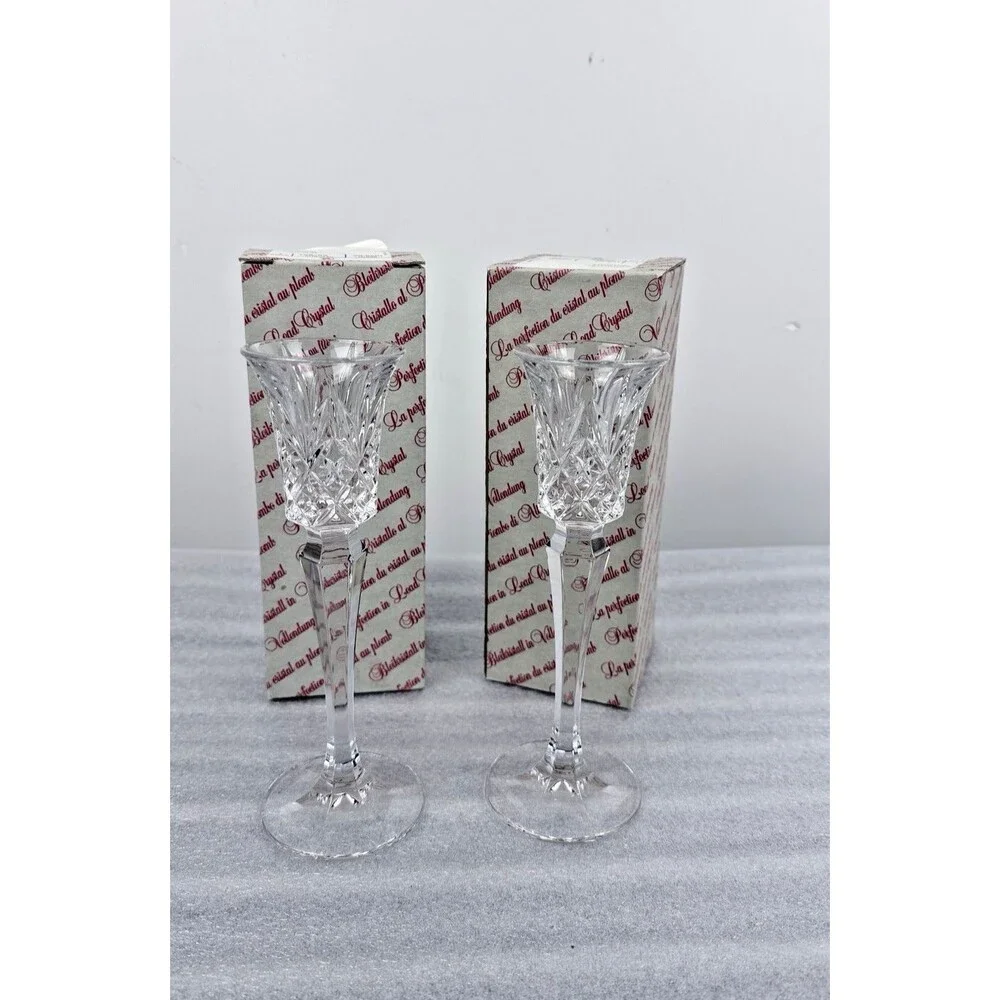 Vintage Leuchter Pair of Crystal Candle Holder Tulip Style 8